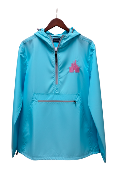 Aqua Quarter Zip Charles River Rain Jacket- Metallic Pink Castle